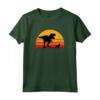T-Rex Cavaliere a piedi Re Carlo Spaniel Tyrannosaurus - Maglietta Retro con Silhouette al Tramonto - Ideale per Selfie sui Social