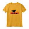 T-Rex Cavaliere a piedi Re Carlo Spaniel Tyrannosaurus - Maglietta Retro con Silhouette al Tramonto - Ideale per Selfie sui Social