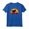 T-Rex Cavaliere a piedi Re Carlo Spaniel Tyrannosaurus - Maglietta Retro con Silhouette al Tramonto - Ideale per Selfie sui Social
