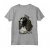 Springer Spaniel in Bianco e Nero sulla Corona Inglese - Maglietta Springer Spaniel Inglese - Ideale per Amanti dei Cani Springer Spaniel