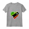 Saint Kitts e Nevis Bandiera Cuore Saint Kitts e Nevis Amore Maglietta con Collo a V - Ideale per il Giorno dell'Indipendenza e come Regalo Patriotico
