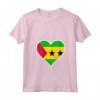 Sao Tomé e Principe - Maglietta Cuore e Bandiera con Collo a V per Mostrare il Tuo Amore per la Patria - Ideale per il Giorno dell'Indipendenza