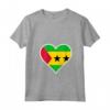 Sao Tomé e Principe - Maglietta Cuore e Bandiera con Collo a V per Mostrare il Tuo Amore per la Patria - Ideale per il Giorno dell'Indipendenza