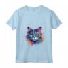 Donna - Splash Art Selkirk Rex Cat Face Maglietta con Collo a V - Celebra la Bellezza Felina - Ideale per Amanti dei Gatti Selkirk Rex