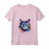 Donna - Splash Art Selkirk Rex Cat Face Maglietta con Collo a V - Celebra la Bellezza Felina - Ideale per Amanti dei Gatti Selkirk Rex