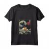 Divertente Animale da Surf a Forma di Gatto Selkirk Rex Kanagawa Wave Maglietta con Collo a V - Regalo Unico per Amanti dei Gatti Selkirk Rex