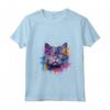 Donna Colorato Selkirk Rex Cat Face Splash Art Maglietta con Collo a V - Celebra la Bellezza Felina - Ideale per Amanti dei Gatti Selkirk Rex