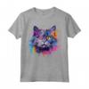 Colorato Selkirk Rex Cat Face Splash Art Maglietta - Design Artistico per Amanti dei Gatti Selkirk Rex