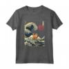 Divertente Animale da Surf a Forma di Gatto Selkirk Rex Kanagawa Wave Maglietta - Ideale Regalo per Proprietari di Selkirk Rex e Amanti dei Gatti - Perfetto per Natale o Compleanni