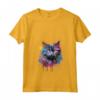 Donna Selkirk Rex - Maglietta con Collo a V Decorata con Muso di Gatto - Splash Art Colorata - Ideale per Amanti dei Gatti Selkirk Rex