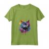Donna Selkirk Rex - Maglietta con Collo a V Decorata con Muso di Gatto - Splash Art Colorata - Ideale per Amanti dei Gatti Selkirk Rex