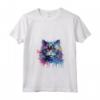 Donna Colorato Splash Art Selkirk Rex Cat Face Maglietta con Collo a V - Ideale per Amanti dei Gatti e Appassionati di Arte Colorata