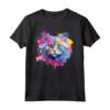 Selkirk Rex - Decorazione colorata con muso di gatto Maglietta per Amanti dei Gatti - Design Arte Splash