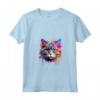 Donna Splash Art Selkirk Rex - Faccia di Gatto Colorata Maglietta con Collo a V - Ideale per Amanti dei Gatti Selkirk Rex