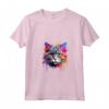 Donna Splash Art Selkirk Rex - Faccia di Gatto Colorata Maglietta con Collo a V - Ideale per Amanti dei Gatti Selkirk Rex