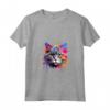 Donna Splash Art Selkirk Rex - Faccia di Gatto Colorata Maglietta con Collo a V - Ideale per Amanti dei Gatti Selkirk Rex