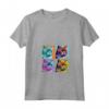 Donna Selkirk Rex Cat Pop Art Design - Colorata Maglietta con Collo a V - Regalo Perfetto per gli Amanti dei Gatti - Ideale per Natale, Ringraziamento o Compleanni
