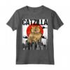 Divertente Vintage Giapponese Catzilla Selkirk Rex Gatto Maglietta - Regalo Unico per Amanti dei Gatti e Amici