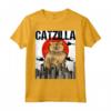 Divertente Vintage Giapponese Catzilla Selkirk Rex Gatto Maglietta - Regalo Unico per Amanti dei Gatti e Amici
