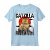 Divertente Vintage Giapponese Catzilla Selkirk Rex Gatto Maglietta - Regalo Unico per Amanti dei Gatti e Amici