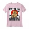 Divertente Vintage Giapponese Catzilla Selkirk Rex Gatto Maglietta - Regalo Unico per Amanti dei Gatti e Amici