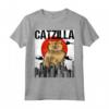 Divertente Vintage Giapponese Catzilla Selkirk Rex Gatto Maglietta - Regalo Unico per Amanti dei Gatti e Amici