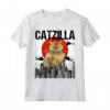 Divertente Vintage Giapponese Catzilla Selkirk Rex Gatto Maglietta - Regalo Unico per Amanti dei Gatti e Amici