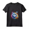 Donna Colorato Selkirk Rex Cat Face Splash Art Maglietta con Collo a V - Ideale per Amanti dei Gatti Selkirk Rex