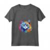 Donna Colorato Selkirk Rex Cat Face Splash Art Maglietta con Collo a V - Ideale per Amanti dei Gatti Selkirk Rex