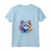 Donna Colorato Selkirk Rex Cat Face Splash Art Maglietta con Collo a V - Ideale per Amanti dei Gatti Selkirk Rex