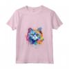Donna Colorato Selkirk Rex Cat Face Splash Art Maglietta con Collo a V - Ideale per Amanti dei Gatti Selkirk Rex