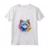 Donna Colorato Selkirk Rex Cat Face Splash Art Maglietta con Collo a V - Ideale per Amanti dei Gatti Selkirk Rex