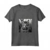 Serengeti Cat Fotografia Cinematografica in Bianco e Nero - Maglietta con Collo a V per Amanti dei Gatti - Ideale per Compleanni o Natale