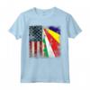 Radici delle Seychelles | Mezza Bandiera Americana | BANDIERA USA Seychelles Maglietta - Unione di Radici Seychellesi e Cuore Americano. Ideale per Compleanno, Festa della Mamma, Mese del Patrimonio Ispanico