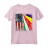Radici delle Seychelles | Mezza Bandiera Americana | BANDIERA USA Seychelles Maglietta - Unione di Radici Seychellesi e Cuore Americano. Ideale per Compleanno, Festa della Mamma, Mese del Patrimonio Ispanico