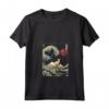 Singapura Gatto Giapponese Kanagawa Wave Divertente Surf Animale Maglietta con Collo a V - Regalo Unico per Proprietari di Gatti - Ideale per Natale o San Valentino