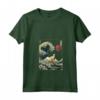 Singapura Gatto Giapponese Kanagawa Wave Divertente Surf Animale Maglietta con Collo a V - Regalo Unico per Proprietari di Gatti - Ideale per Natale o San Valentino