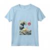 Singapura Gatto Giapponese Kanagawa Wave Divertente Surf Animale Maglietta con Collo a V - Regalo Unico per Proprietari di Gatti - Ideale per Natale o San Valentino