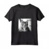 Fotografia cinematografica in bianco e nero del Gatto di Singapura - Maglietta con Collo a V per Amanti dei Gatti - Ideale per Compleanni, Natale e Feste in Famiglia