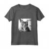 Fotografia cinematografica in bianco e nero del Gatto di Singapura - Maglietta con Collo a V per Amanti dei Gatti - Ideale per Compleanni, Natale e Feste in Famiglia