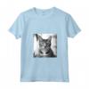 Fotografia cinematografica in bianco e nero del Gatto di Singapura - Maglietta con Collo a V per Amanti dei Gatti - Ideale per Compleanni, Natale e Feste in Famiglia