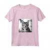 Fotografia cinematografica in bianco e nero del Gatto di Singapura - Maglietta con Collo a V per Amanti dei Gatti - Ideale per Compleanni, Natale e Feste in Famiglia