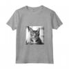 Fotografia cinematografica in bianco e nero del Gatto di Singapura - Maglietta con Collo a V per Amanti dei Gatti - Ideale per Compleanni, Natale e Feste in Famiglia