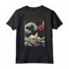 Singapura Cat Kanagawa Wave Divertente Surf Maglietta - Regalo Unico per Proprietari di Gatti - Arte Giapponese - Ideale per Natale o Compleanni