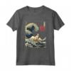 Singapura Cat Kanagawa Wave Divertente Surf Maglietta - Regalo Unico per Proprietari di Gatti - Arte Giapponese - Ideale per Natale o Compleanni
