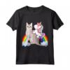 Unicorn Riding Singapura Gatto - Ragazzi Ragazze Adolescenti Bambini Arcobaleno Maglietta - Ideale per gli Amanti degli Unicorni e dei Gatti