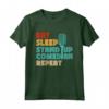Eat Sleep Stand Up Comico | Microfono | Comic Comedy Maglietta - Ideale per Festa del Papà, Natale, Compleanno
