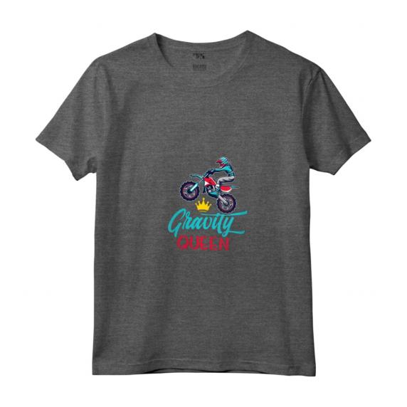 Donna Gravità Regina Divertente Dirt Bike Rider Abbigliamento Motociclista Maglietta con Collo a V - Ideale per Corse di Moto Fuoristrada e Eventi