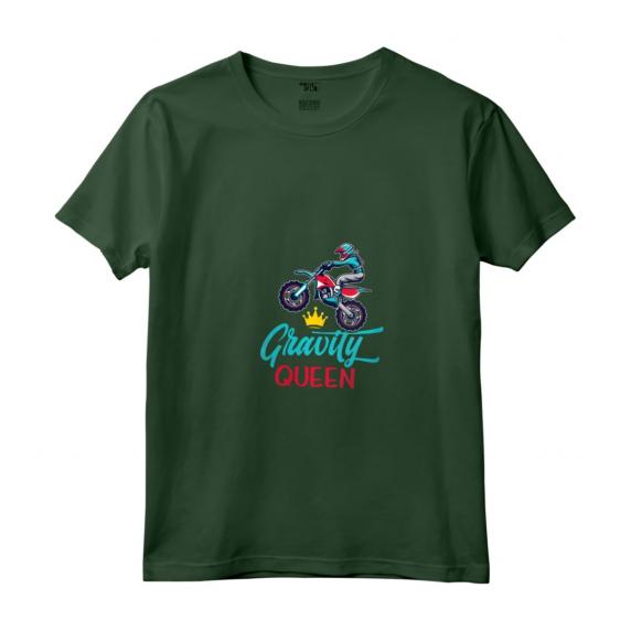 Donna Gravità Regina Divertente Dirt Bike Rider Abbigliamento Motociclista Maglietta con Collo a V - Ideale per Corse di Moto Fuoristrada e Eventi