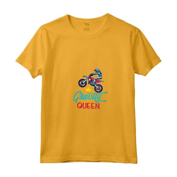 Donna Gravità Regina Divertente Dirt Bike Rider Abbigliamento Motociclista Maglietta con Collo a V - Ideale per Corse di Moto Fuoristrada e Eventi